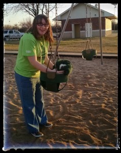 pushing pebbles in the swing